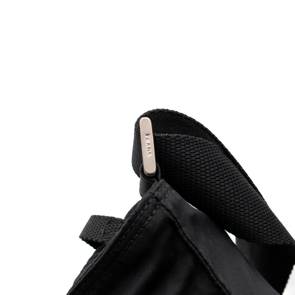 Prada Vintage Black Vela Nylon Small Flat Messenger Bag Adjustable Strap - Picture 10 of 13